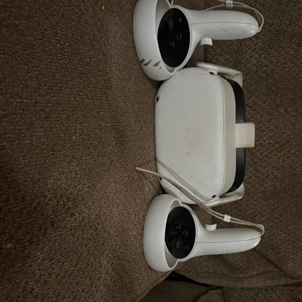 White VR Headset and Controllers